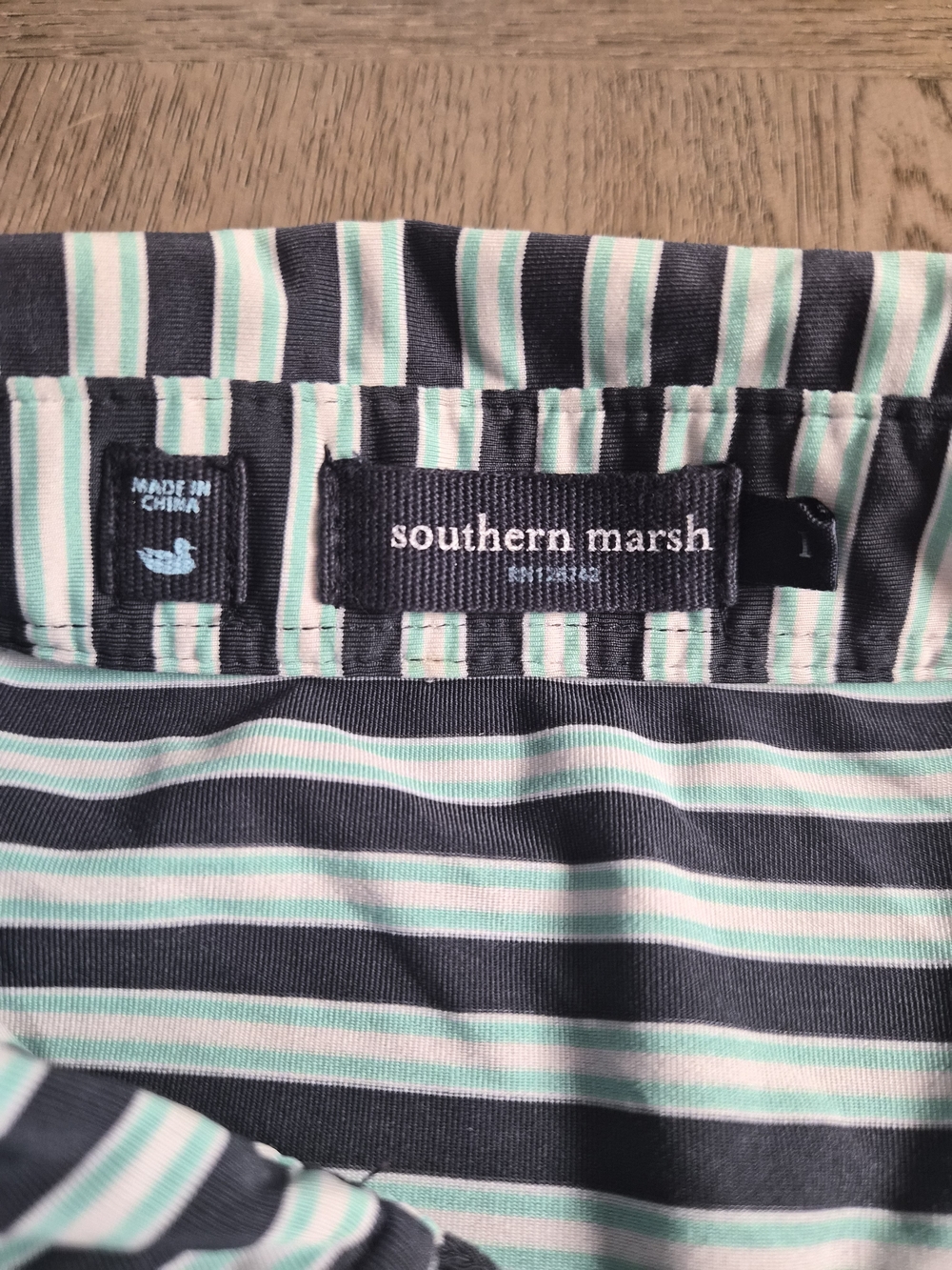 Southern Marsh Men's Black & White Striped Polo - Picture 2 of 4